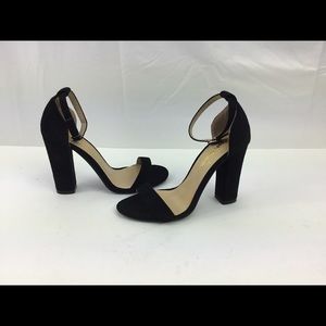 Heels Charm Womens Black Ankle Strap Sandals SZ 6